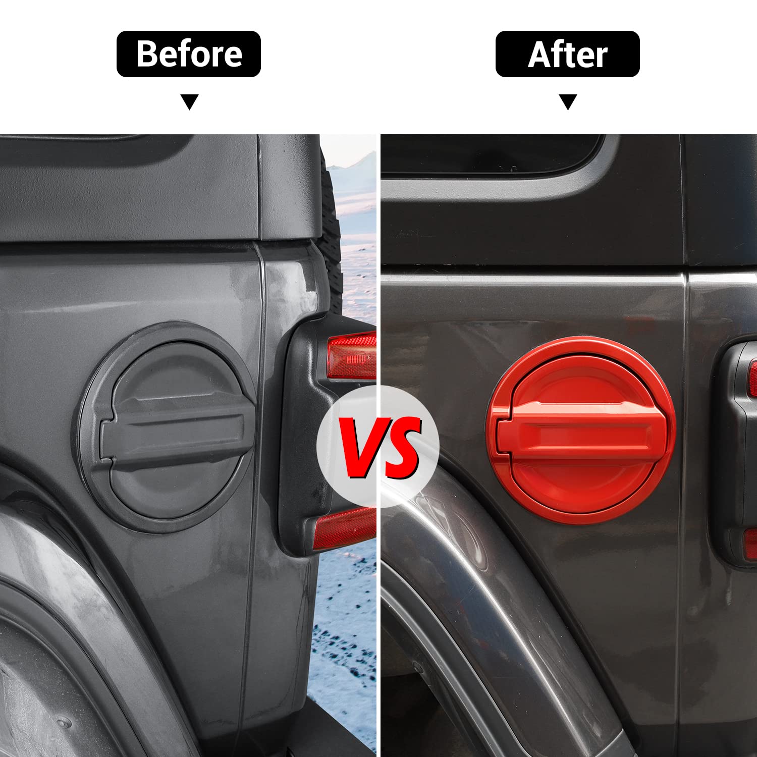 JWWY Aluminum Alloy Fuel Tank Cover Gas Cap for 2018-2025 Jeep Wrangler JL (2/4 Door) - Red Exterior Accessory | Durable Petrol Filler Cap Trim | Perfect for Off-Roading & Car Customization
