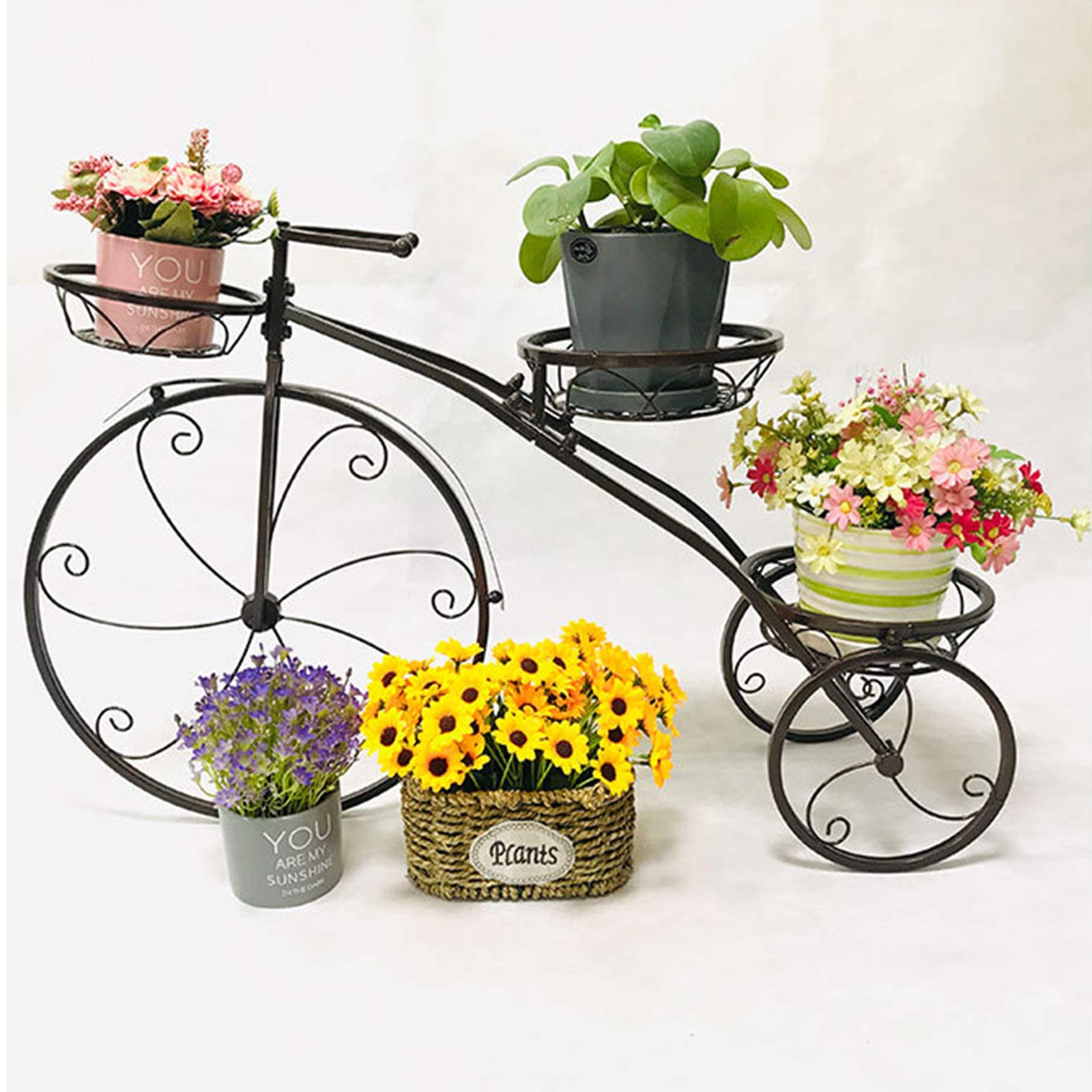 **Heavy Duty Metal Tricycle Plant Stand for Indoor & Outdoor Plants - Durable Flower Pot Holder, Balcony Garden Shelf, Patio Decor - Perfect Gift for Plant Lovers (Black) - Ideal for Small Spaces, Home Decor, and Gardening Enthusiasts**