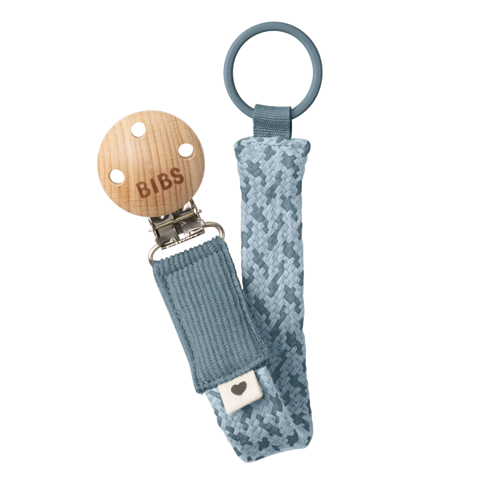 BIBS Pacifier Clip - Baby Pacifier Holder with Silicone Beads, Petrol & Baby Blue - Perfect for Infants, Toddlers, and On-the-Go Parents