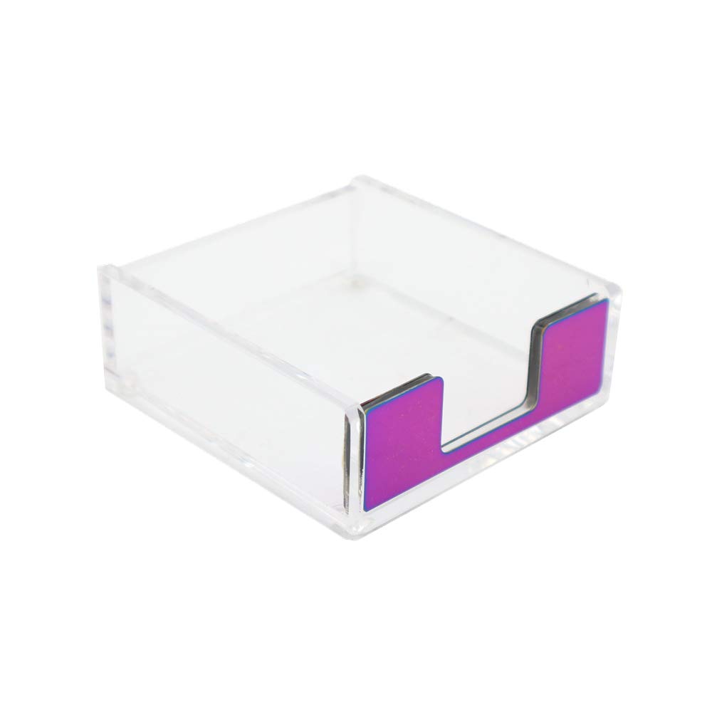 Clear Acrylic Rainbow Sticky Note Holder - Colorful Self-Stick Memo Cube Dispenser 3.5x3.3 Inch for Office, Home & School - Perfect Desk Organizer for Notes, Reminders & To-Do Lists