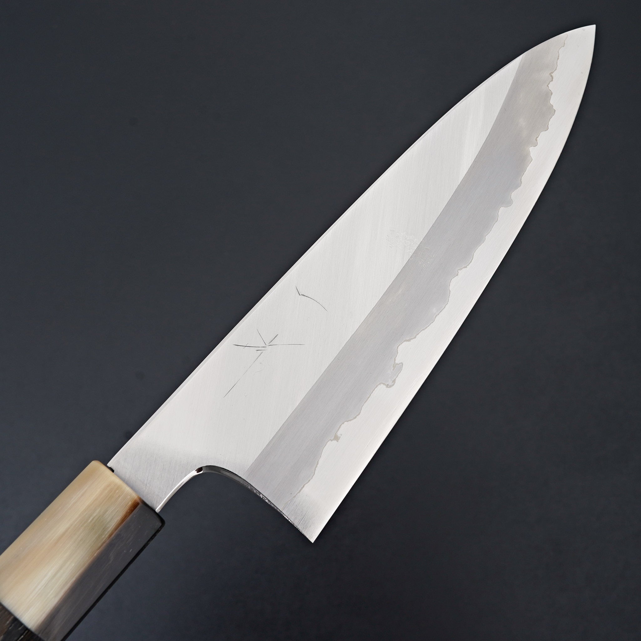 Hitohira Togashi Blue #1 Stainless Clad Migaki Gyuto 210mm Japanese Chef Knife with Ziricote Wood Handle - Perfect for Sushi, Meat Cutting & Professional Kitchen Use