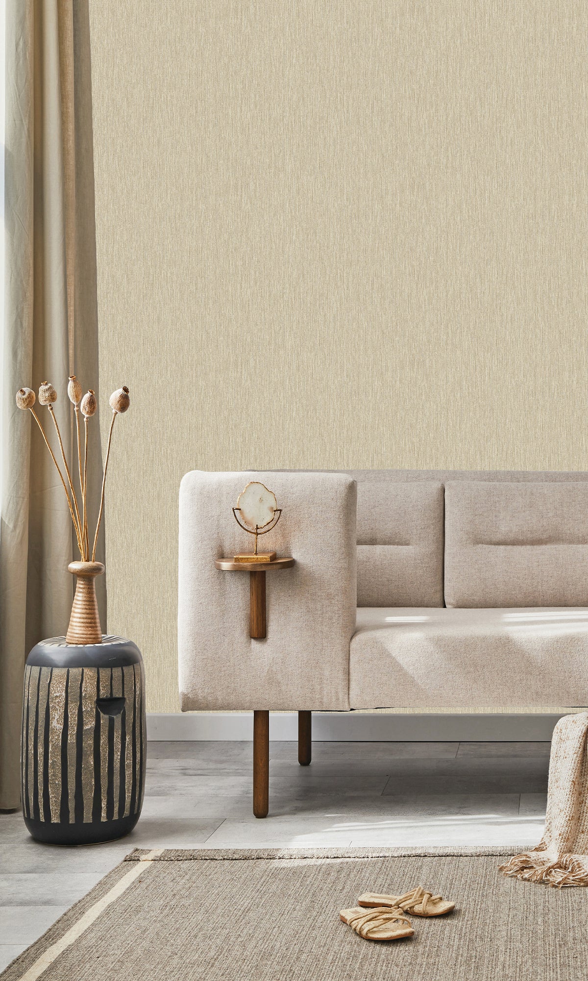 Premium Cream Wicker Weave Textured Wallpaper R9692 - Self-Adhesive Peel & Stick Wall Covering for Bedroom, Living Room, and Office Decor