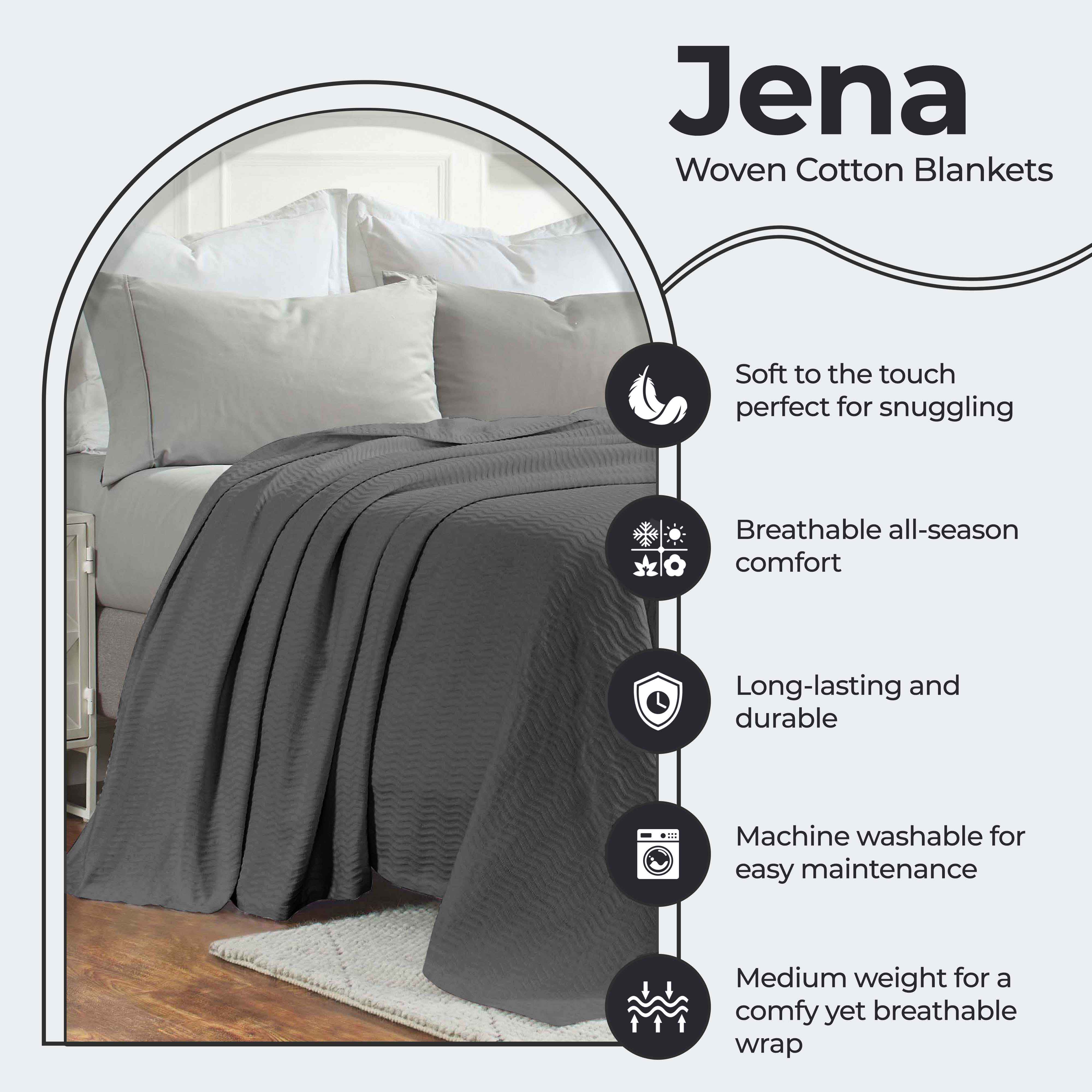 Jena Cotton Textured Chevron Lightweight Woven Blanket - Soft & Breathable Throw for Sofa, Bed & Outdoor Use - Cozy Home Decor & Picnic Essential
