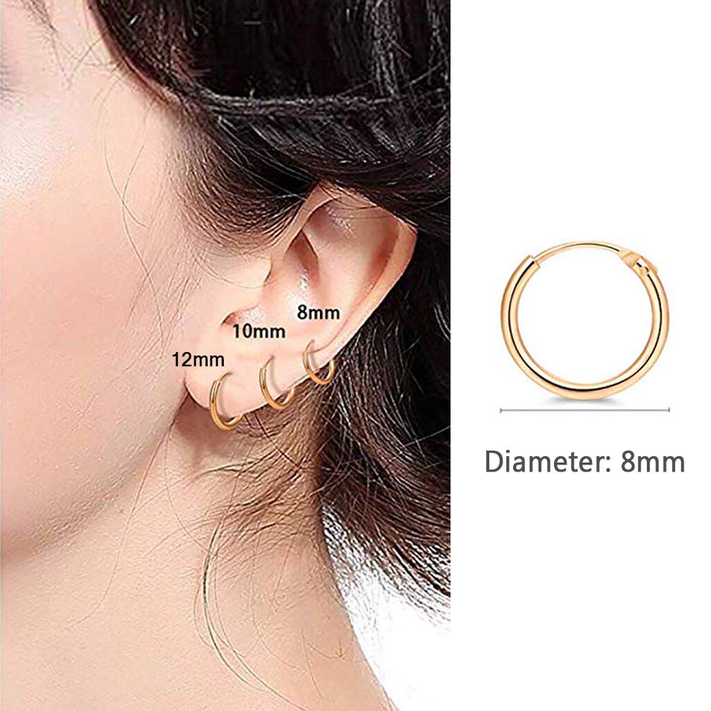 EPIRORA 925 Sterling Silver Hoop Earrings Set - 3 Pairs Small Cartilage Earrings for Women & Men, Hypoallergenic Tragus, Nose & Lip Rings | Perfect for Everyday Wear, Gifts & Body Piercing Jewelry
