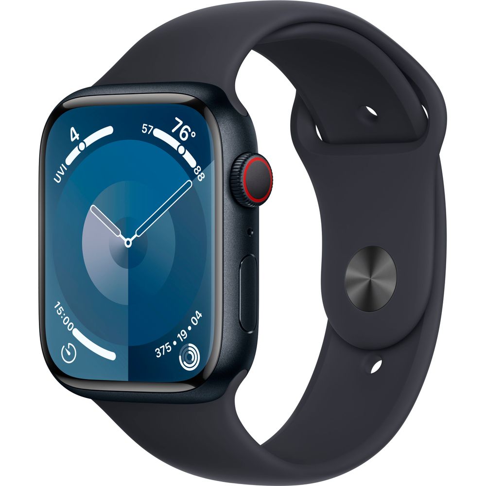 Apple Watch Series 9 GPS + Cellular 45mm Midnight Aluminum Case with Midnight Sport Band (MRMC3LL/A) - Smartwatch for Fitness Tracking, Calls & Notifications - Perfect for Workouts, Running & Daily Use