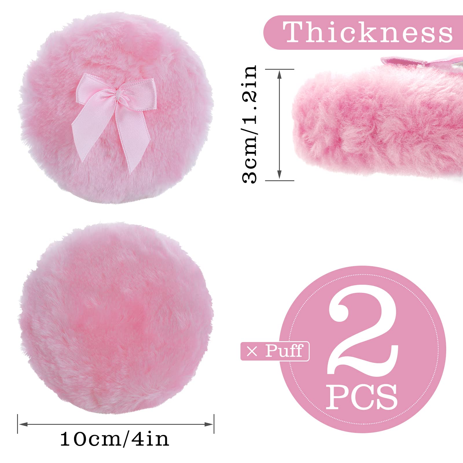 Sibba 4 Inch Large Fluffy Powder Puff - Ultra Soft Washable Velour Face & Body Powder Puff for Loose Powder - Reusable Wet/Dry Makeup Tool (Pink) - Perfect for Setting Makeup, Baking & Touch-Ups