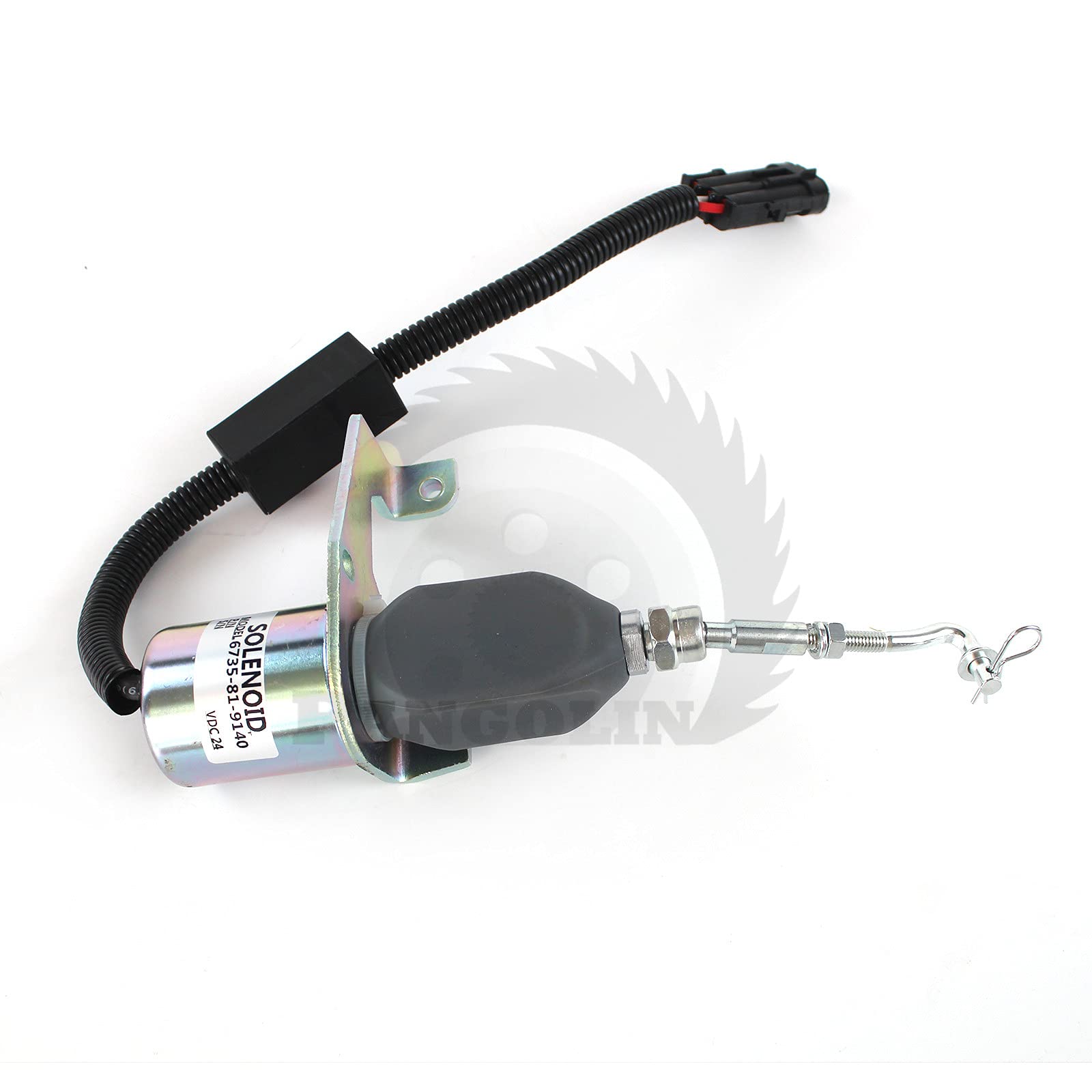 24V Stop Solenoid 6D102 Shutoff Valve for Komatsu PC200-6 Excavator | PANGOLIN 6735-81-9140 0082A Replacement Part | 3-Month Warranty | Ideal for Engine Shutdown & Fuel System Maintenance
