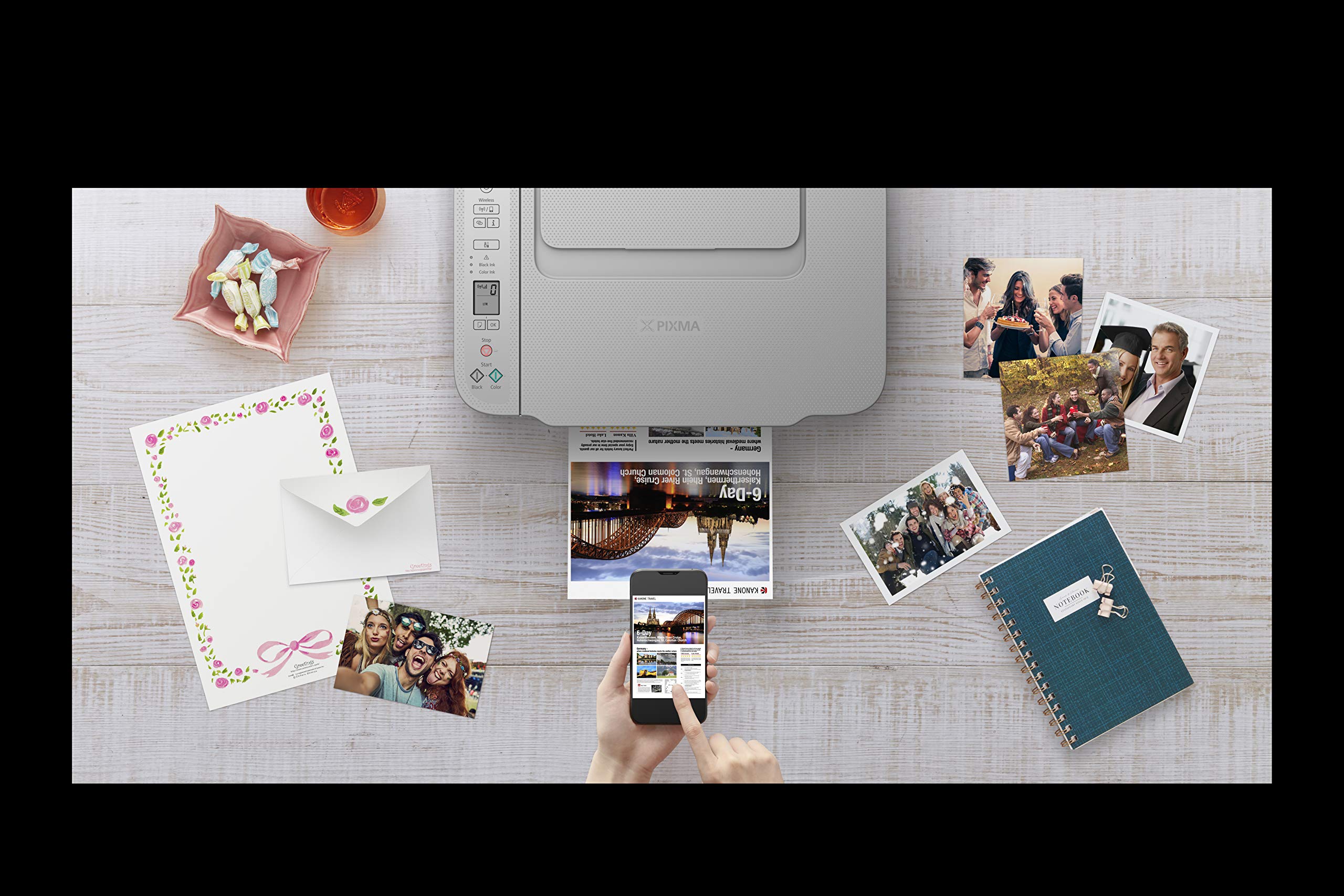Canon PIXMA TS3420 Wireless All-in-One Inkjet Printer with Mobile Printing - White | Perfect for Home Office, School Projects & Photo Printing
