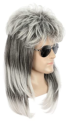 Yuehong Long Rock Star Style Wig - Heat Resistant Mullet Wig for Halloween Cosplay & Costume Parties | Perfect for 80s Theme Events, Concerts, and Stage Performances