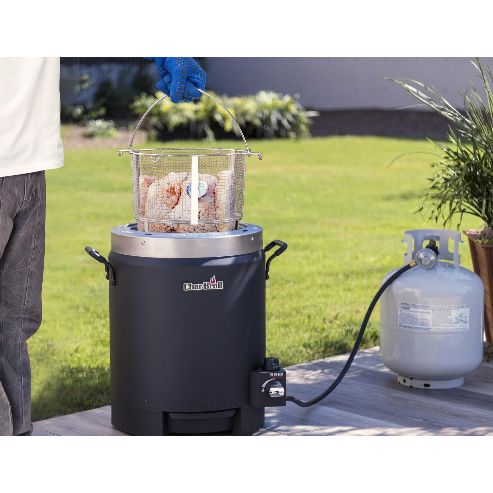 Onlyfire Detachable Foldable Turkey Fryer Basket - Compatible with Char-Broil Big Easy Oil-less Turkey Fryer Models 17102065 & 14101480 - Heavy Duty Deep Fryer Pot for Thanksgiving, Holiday Cooking and Outdoor BBQ Parties