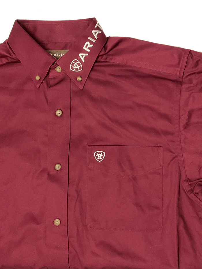 Ariat Men's Team Logo Twill Classic Fit Shirt - Burgundy Red Comfortable Casual Shirt for Work, Outdoor & Everyday Wear