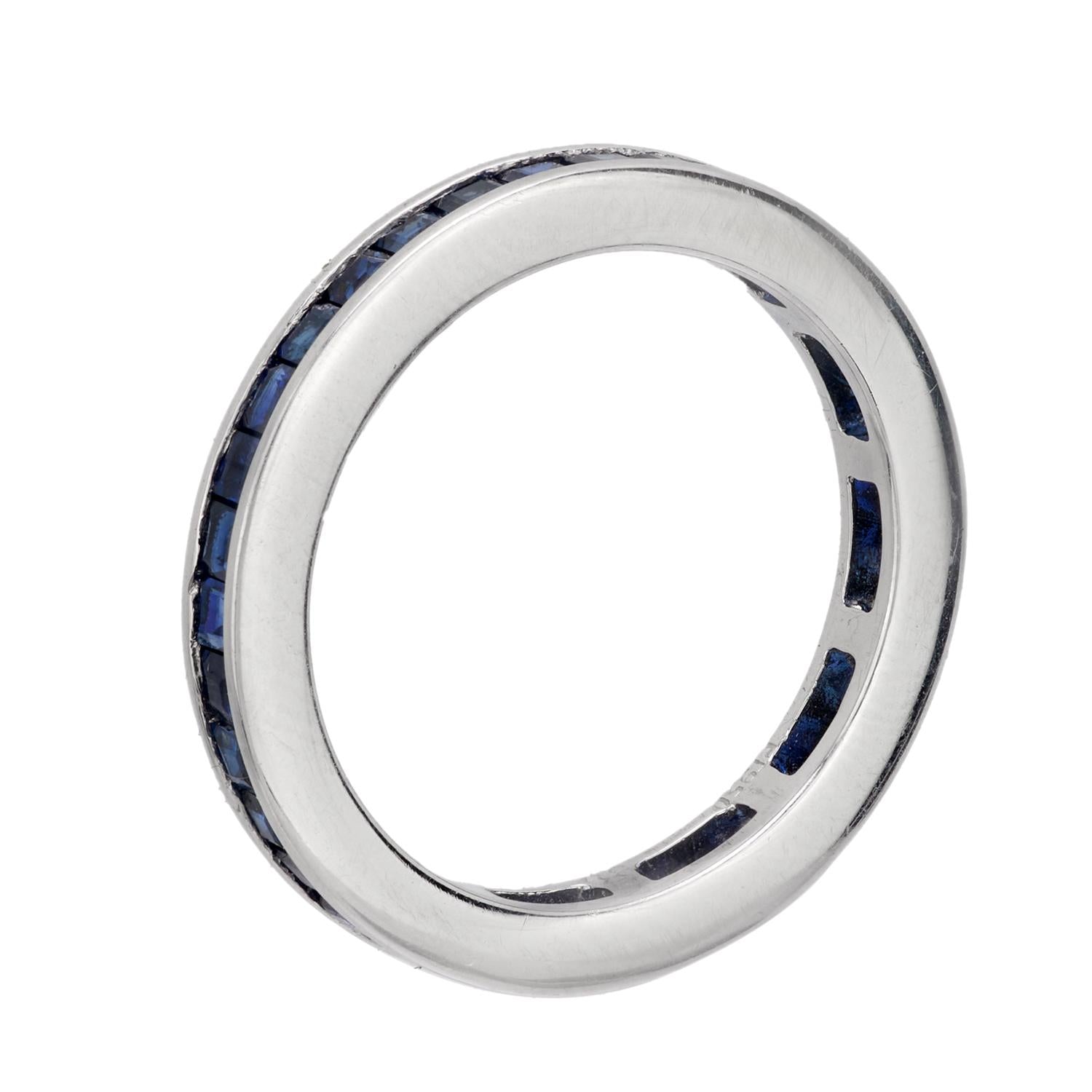 Platinum Sapphire Eternity Band for Women - Vintage Style Wedding Ring, Anniversary Gift, Bridal Jewelry - Perfect for Engagements, Proposals & Special Occasions