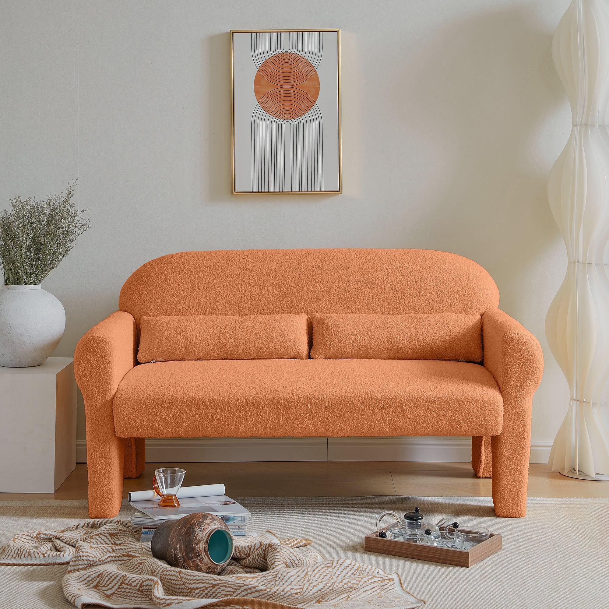 Modern Lambs Wool Fabric Loveseat Sofa for Living Room - Cozy 2-Seater Couch with Soft Upholstery | Perfect for Small Spaces, Apartments & Cozy Home Decor