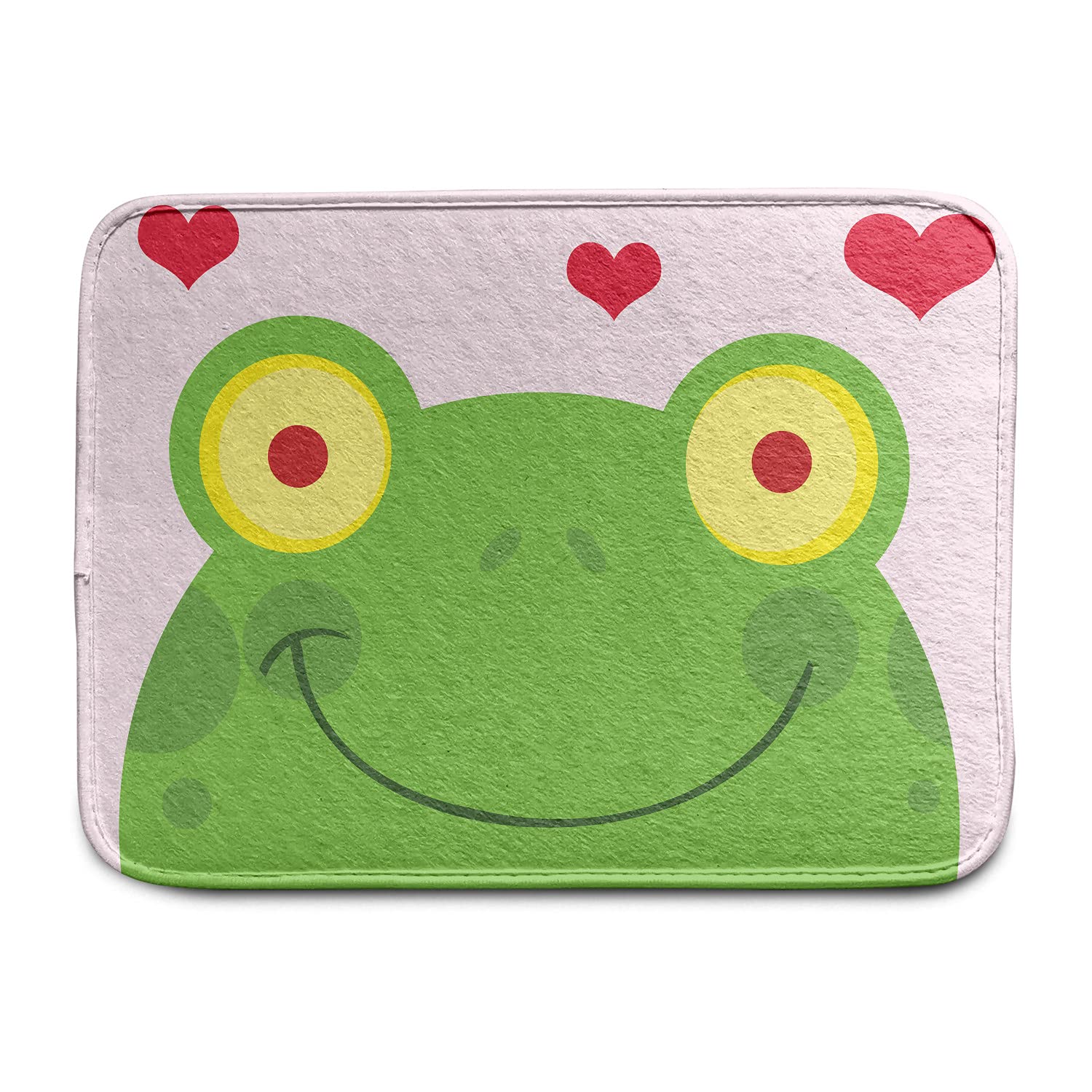 Ambesonne 4-Piece Frog Car Floor Mats Set - Cute Animal in Love with Smiling Face & Hearts Design, Non-Slip PVC Backing for Front & Back Seats (Pale Pink/Green) - Perfect for Cars, SUVs, and Trucks - Great Gift for Animal Lovers