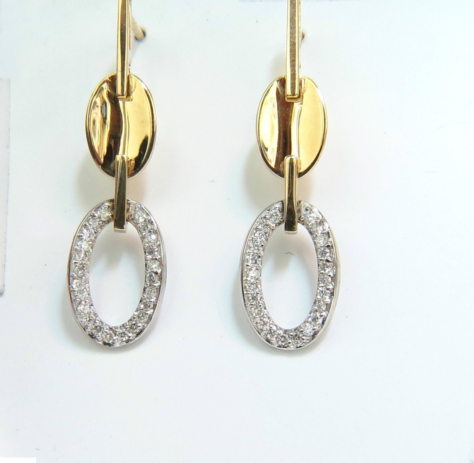 0.40CT Diamond Dangle Earrings 14K Two-Toned Gold F/VS Clarity Mirror Finish for Women - Perfect for Weddings, Parties & Special Occasions