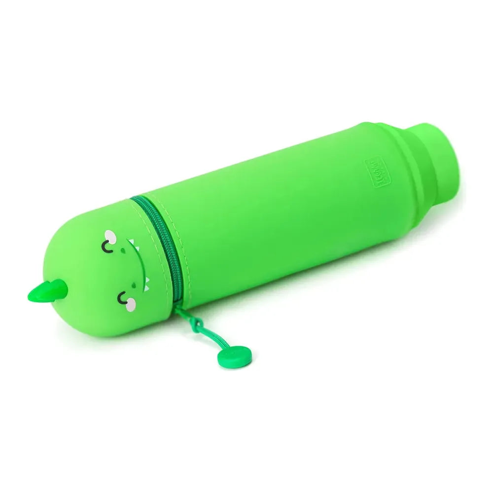 2 in 1 Silicone Pencil Case with Dinosaur Design - Cute Kawaii School Supplies Organizer for Kids & Students - Perfect for Backpack, Desk & Classroom Organization