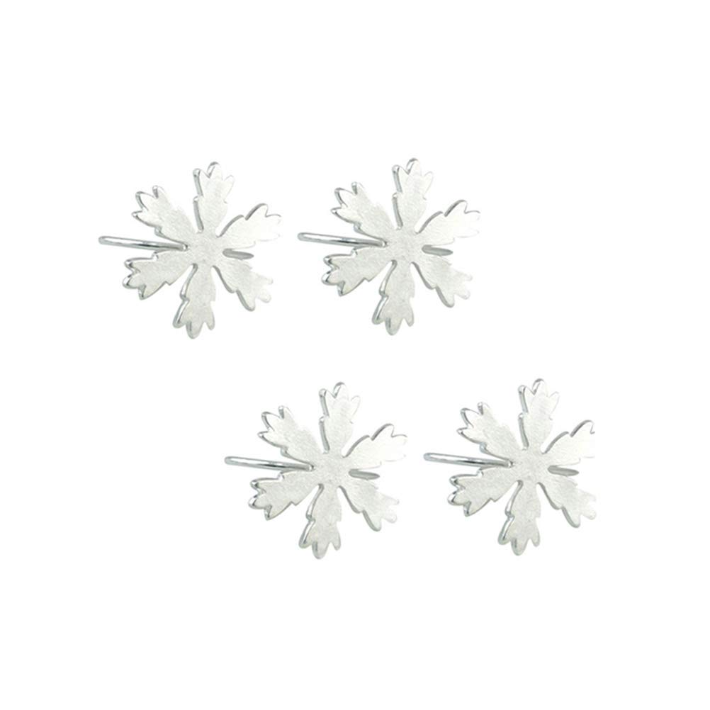 Christmas Snowflake Napkin Rings 4PCS - Silver Metal Table Decor for Xmas & Wedding Parties