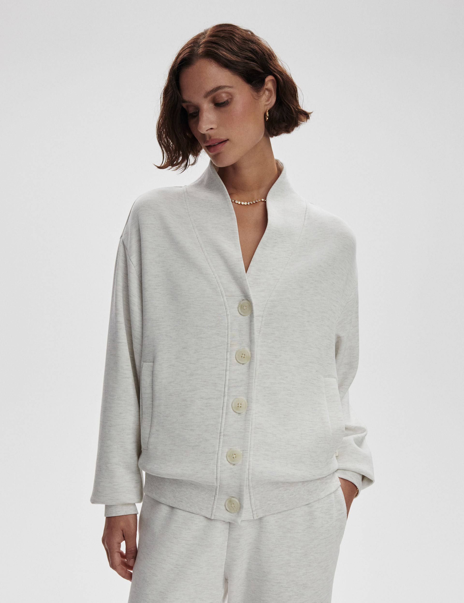Celeste Button Through Sweater Ivory Marl - Women's Casual Knit Pullover for Fall & Winter | Perfect for Office, Dates & Cozy Evenings