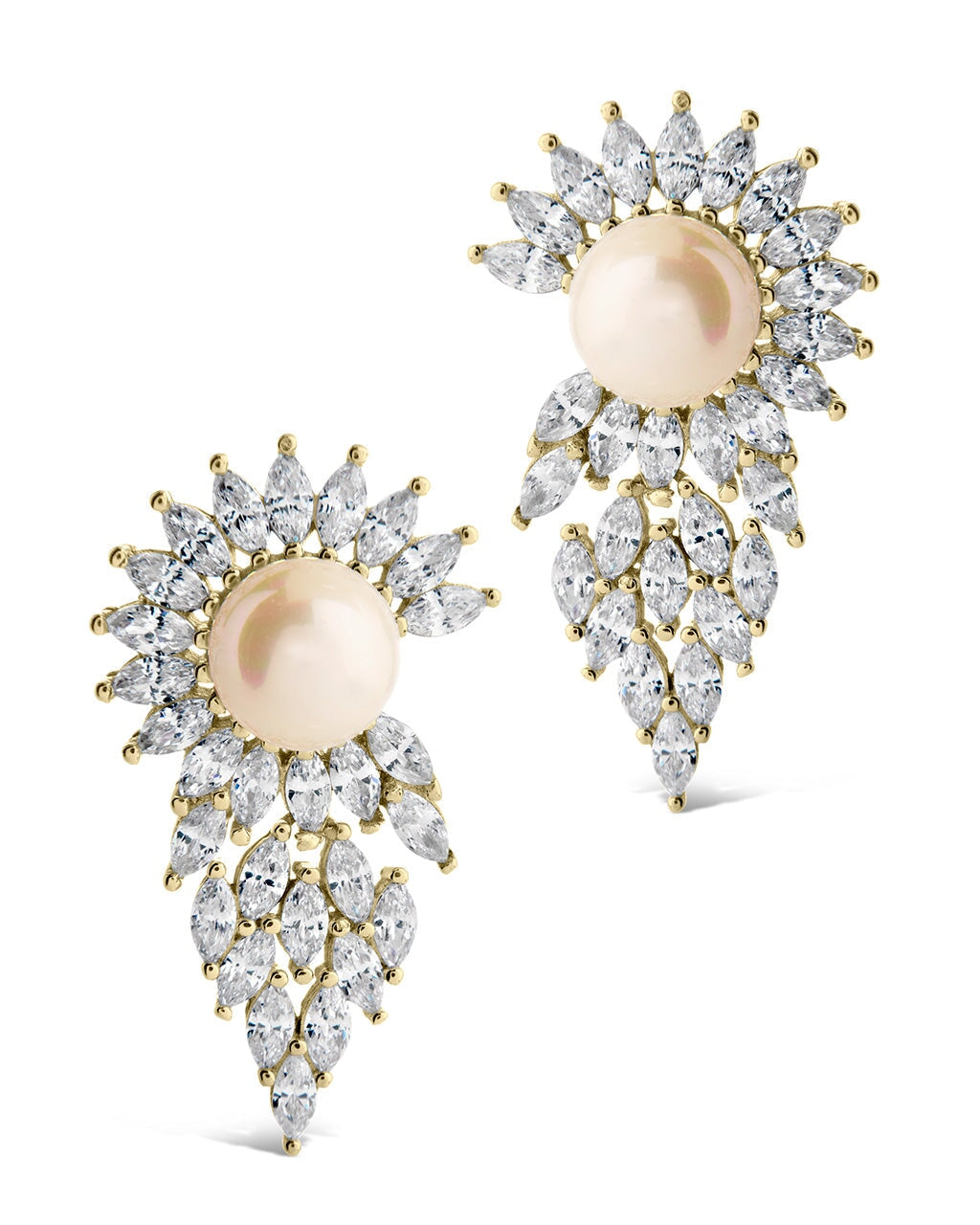Rhianna CZ & Pearl Statement Stud Earrings for Women – Elegant Fashion Jewelry for Parties, Weddings & Special Occasions