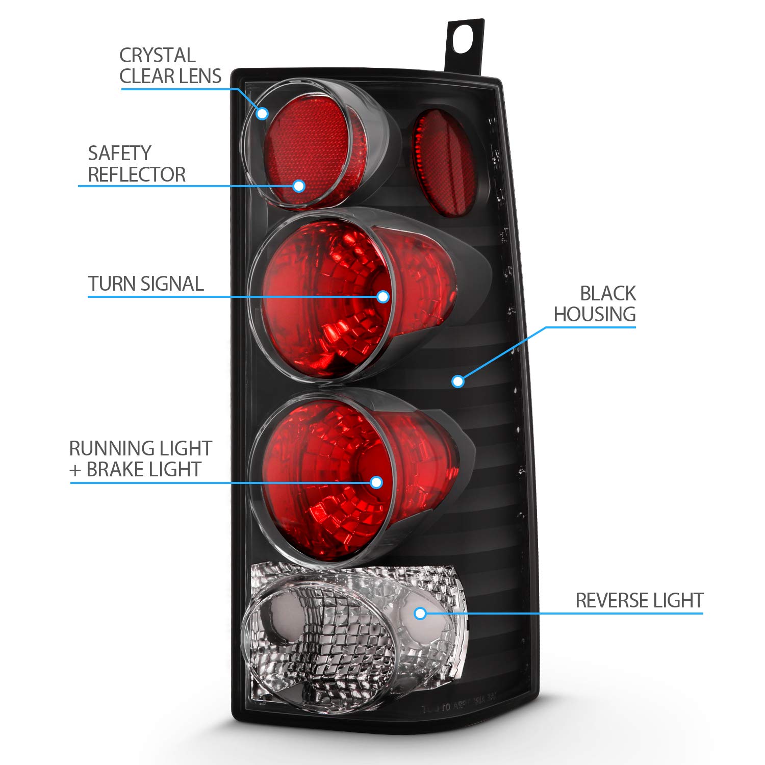 AmeriLite Black Replacement Brake Tail Lights Set for Chevy Express & GMC Savana Van - Left & Right Side - Durable LED Lights for Enhanced Safety & Style