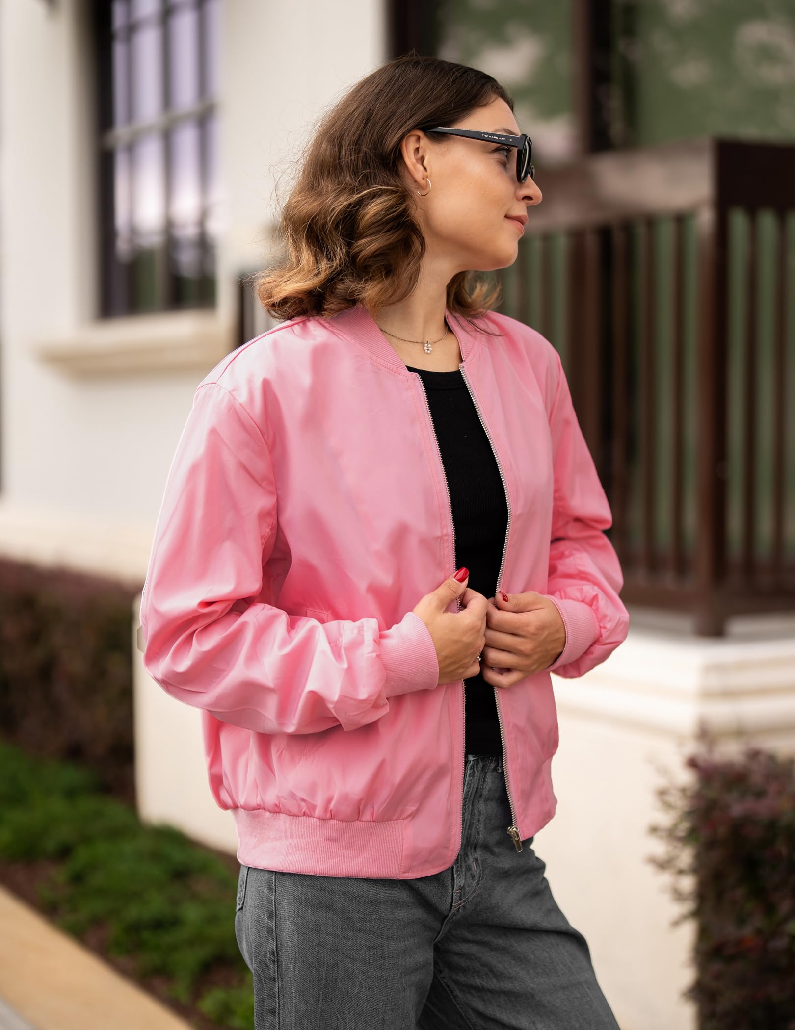 ACEVOG Women's Bomber Jacket - Zip Up Casual Oversized Coat with Pockets | Fall Fashion Outerwear for Streetwear, Travel & Everyday Wear