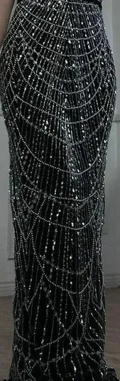Luxury Dubai Nude Mermaid Evening Gown with Beaded Detachable Skirt - Formal Dress for Weddings, Galas & Special Occasions | LA72243A