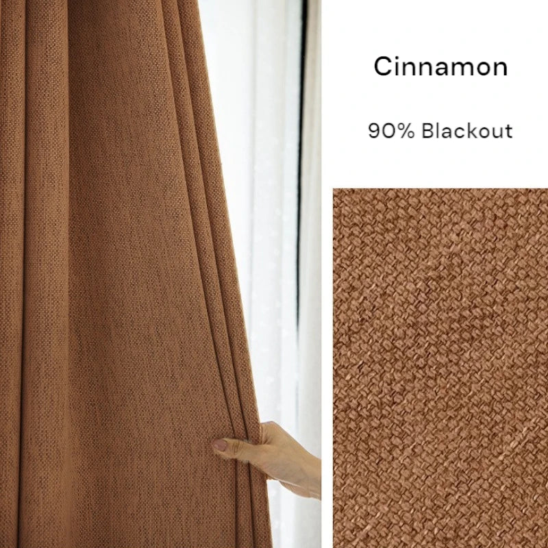Natasha Cotton Linen Cross Weave Blackout Curtains for Bedroom - Thermal Insulated Window Drapes for Living Room & Nursery, Noise Reducing & Light Blocking Home Decor
