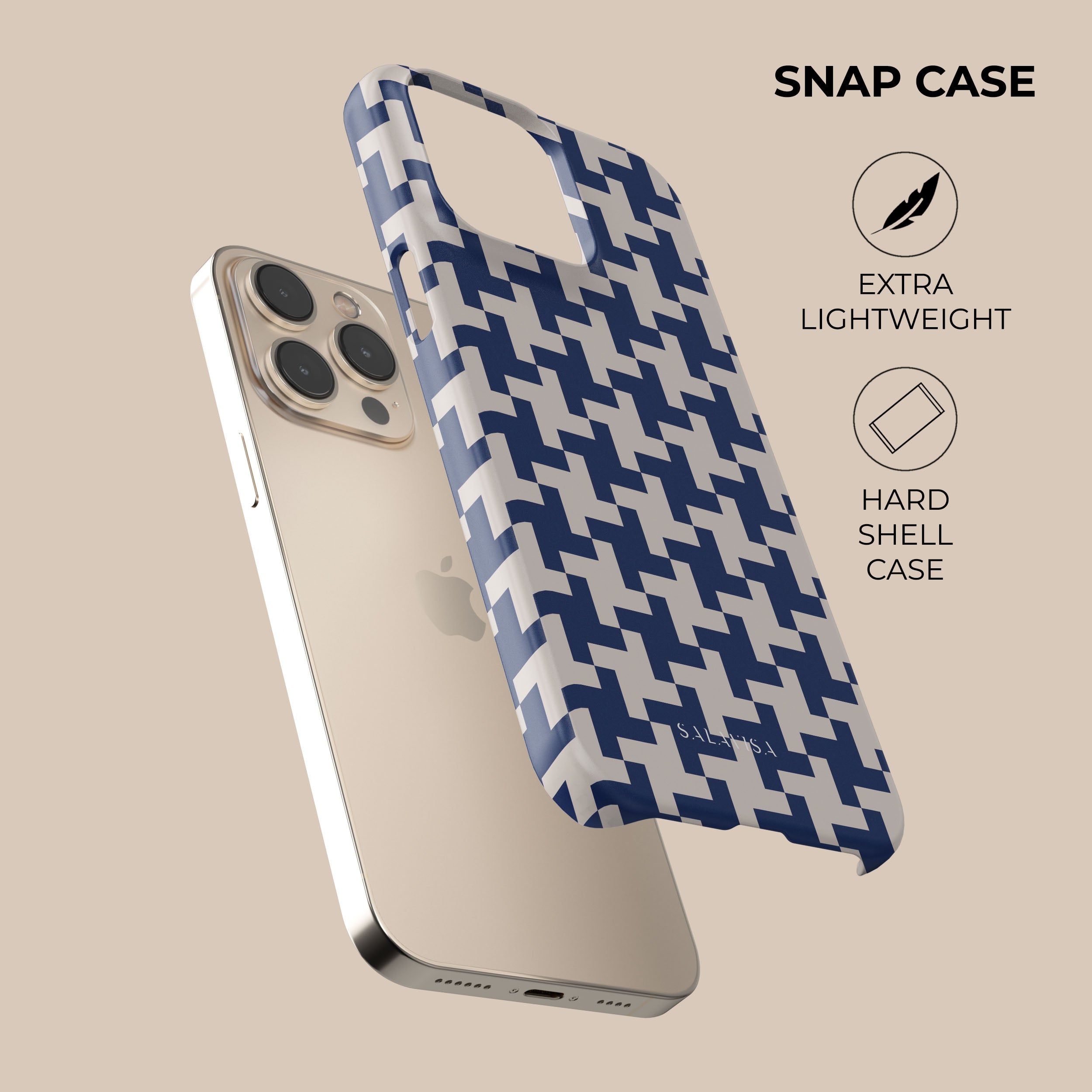Stylish Blue Glen Plaid iPhone Case - Durable Protective Cover for iPhone 12/13/14 Pro Max - Perfect for Everyday Use, Travel & Work