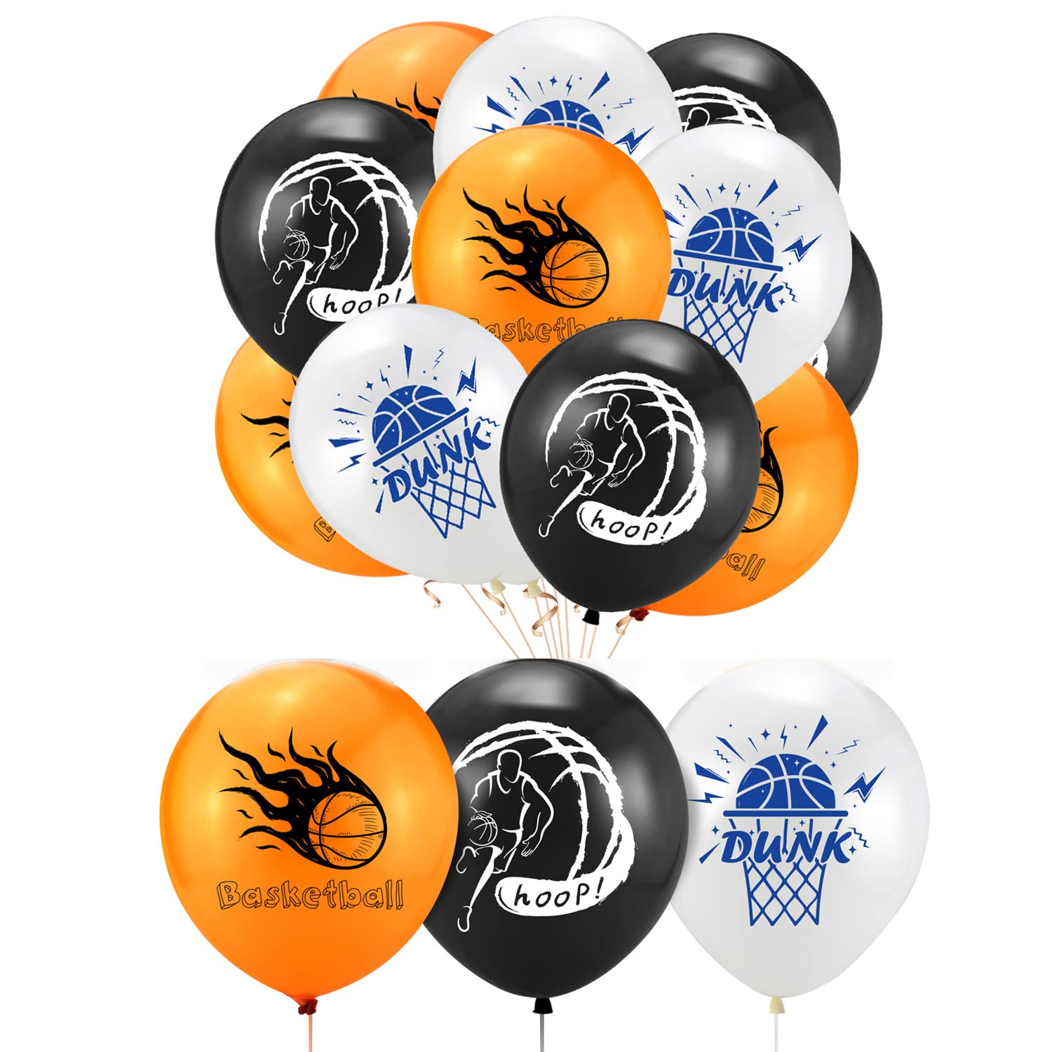 Ouiifan 60-Piece Basketball Balloon Decoration Set - 12 Inch Aluminum Foil Balloons for Birthday Parties, Sports Theme Decorations, Boys Room Decor with Banner & Ribbons - Perfect for Basketball Birthday, Sports Team Celebrations & Gym Decorations