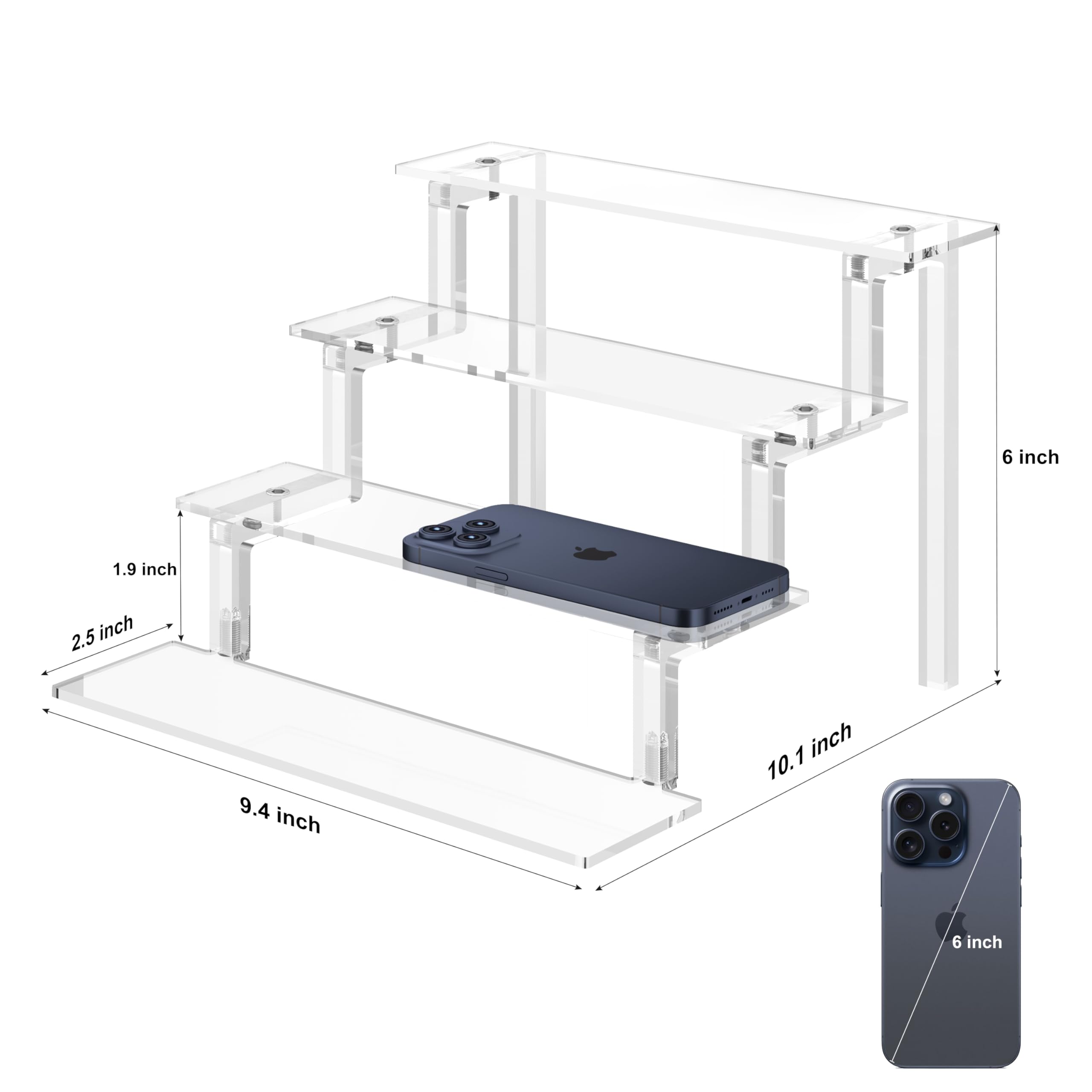 WINKINE 4-Tier Acrylic Display Stand Riser - Clear Perfume & Cologne Organizer for Men, Funko POP Figure Holder, Multi-Purpose Shelf Organizer | Perfect for Bedroom, Bathroom & Retail Store Displays
