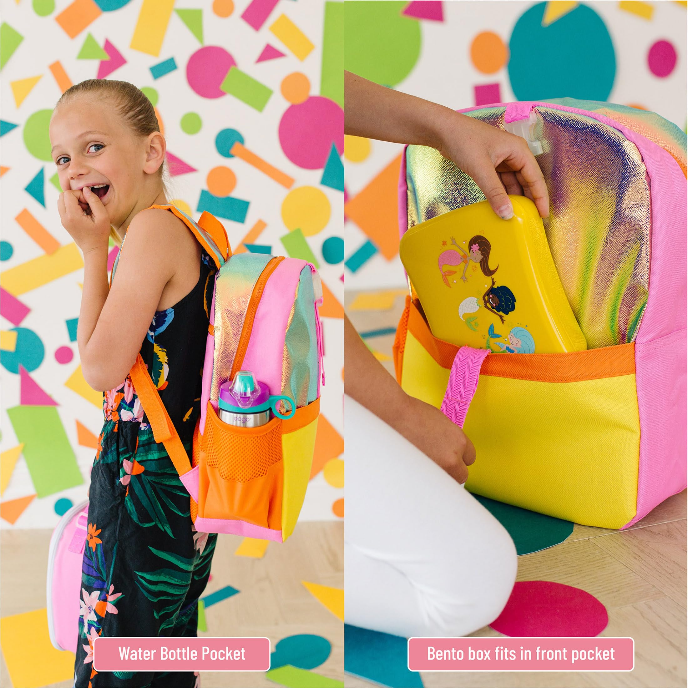 Wildkin Pack-it-All Kids Backpack - Durable School Backpack with Adjustable Straps & Spacious Compartments for Boys & Girls - Perfect for School, Travel & Outdoor Adventures - Orange Shimmer