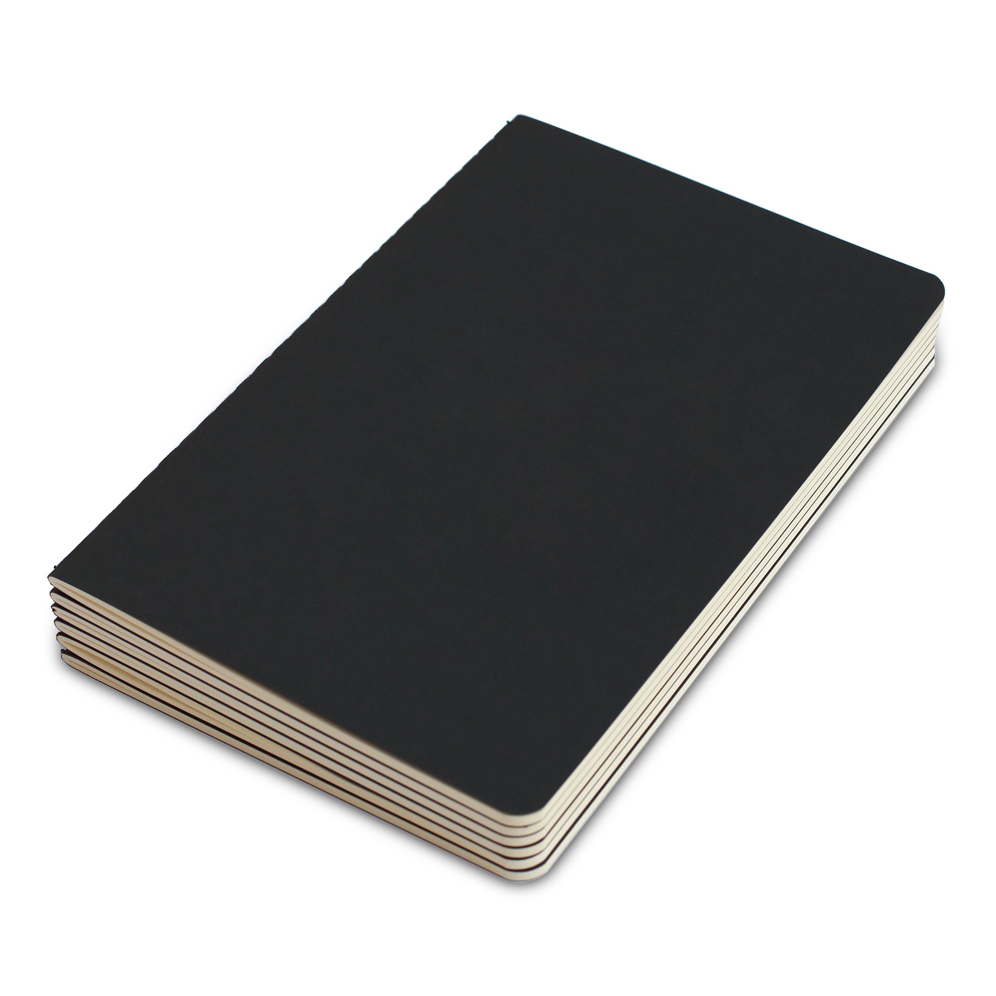TWONE 6 Pack Notebooks - 60 Square Grid Pages, 30 Sheets Each, Premium Thick Paper Soft Cover Journal for Travel, Office, School & Business Writing, 5.5” x 8.3” (Black) | Perfect for Note Taking, Journaling, Planning & Sketching