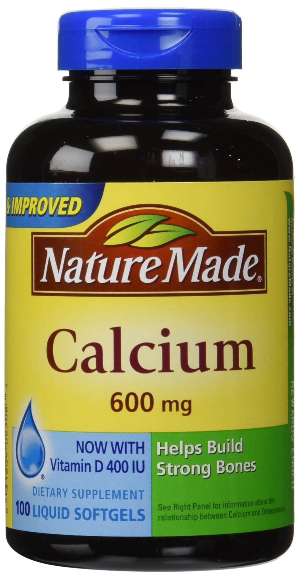 Nature Made Calcium 600mg with Vitamin D3 - 100 Liquid Softgels (6 Pack) - Supports Bone Health & Immune System - Perfect for Adults & Seniors Daily Supplement Routine