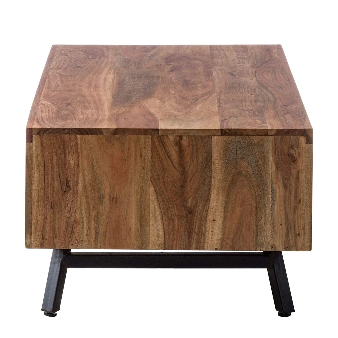 Gfine Solid Acacia Wood & Iron Coffee Table 86x45x45cm - Modern Living Room Furniture for Home & Office Decor