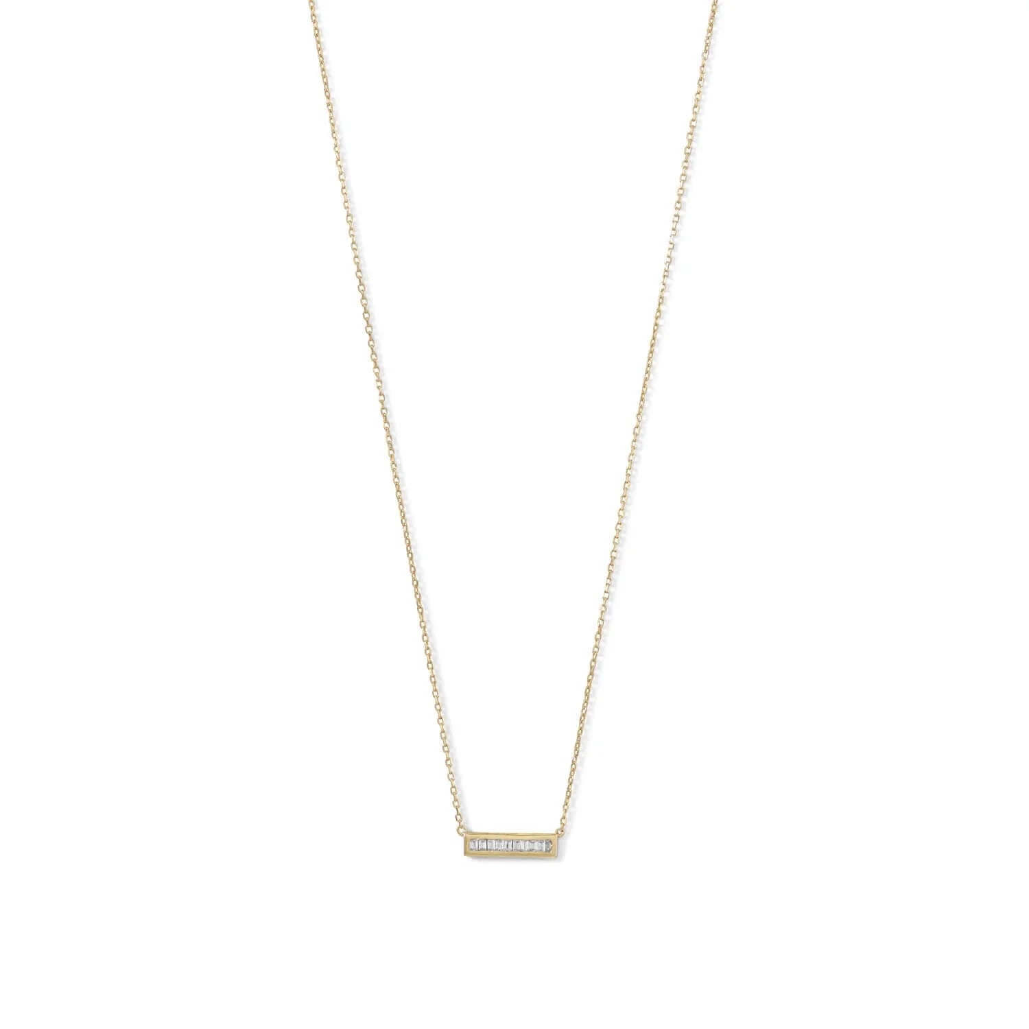 14K Gold Plated Mini CZ Bar Necklace for Women - Dainty Layering Jewelry Gift for Her - Perfect for Everyday Wear, Date Nights & Special Occasions