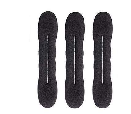 WOIWO 3-Piece Black Magic Hair Bun Maker Set - Foam Sponge Bun Shaper for Perfect Updos - Hair Accessories for Women, Bridal, Cosplay & Daily Styling