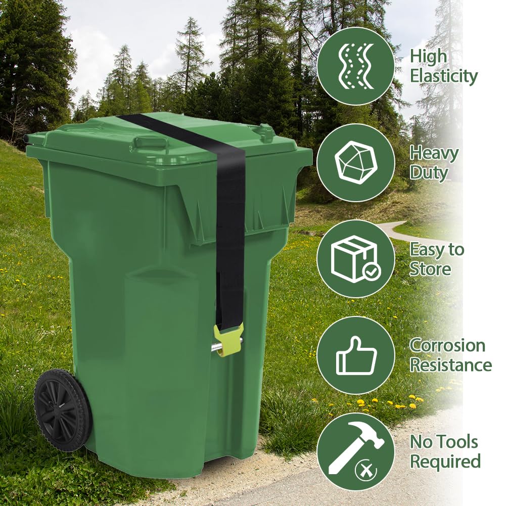 Bear Proof Trash Can Lid Lock - Heavy Duty Outdoor Garbage Bin Lock for Raccoons, Squirrels, Dogs & Rodents - Secure Trash Can During Storms & High Winds - Perfect for Camping, Backyards & Wildlife Areas