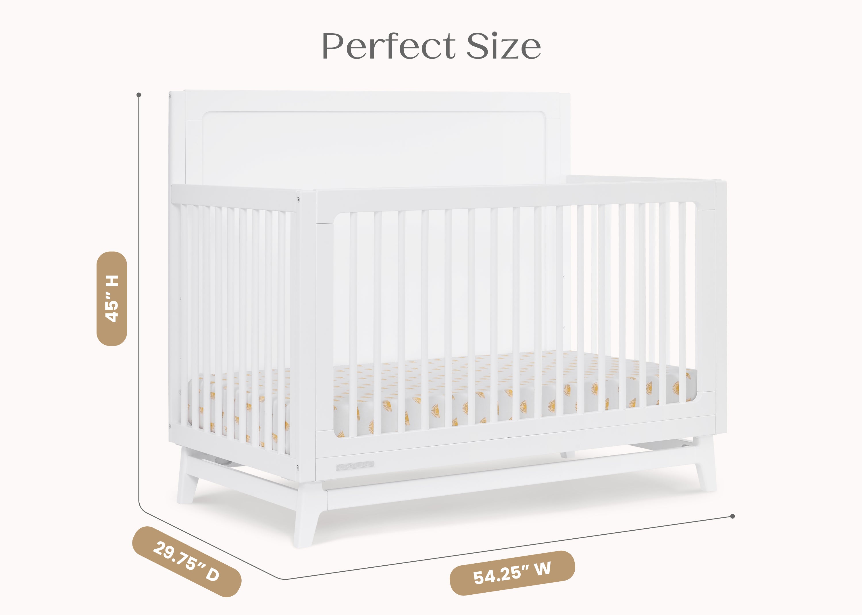 Convertible 6-in-1 Baby Crib by Spencer - Nursery Furniture That Grows with Your Child from Newborn to Toddler Bed