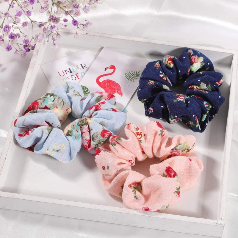 Staila Cotton Hair Scrunchies - 15 Pack Soft Elastic Hair Bands for Women & Girls - Perfect for Workouts, Office, School & Everyday Hair Accessories