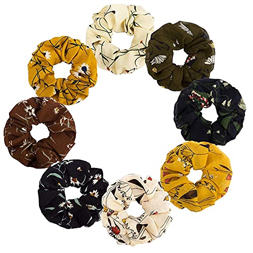 Shidara Chiffon Scrunchies for Women & Girls – Soft Elastic Hair Bands, Scrunchy Hair Ties (8-Piece Set, Multi-Color) – Perfect for School, Work, Gym & Everyday Styling