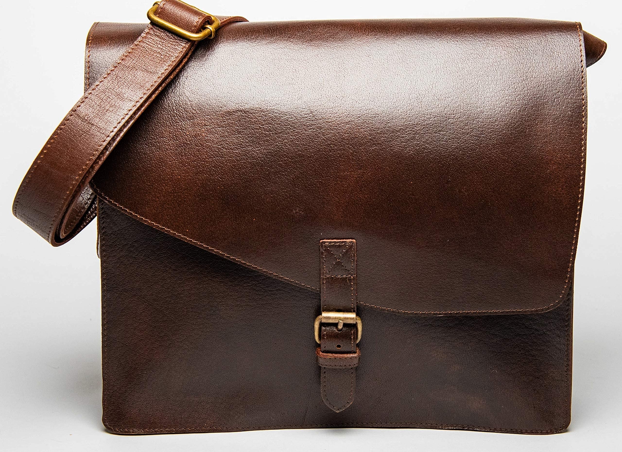 Premium Full Grain Leather Laptop Messenger Bag for Men & Women - Durable Crossbody Shoulder Bag for Business, Travel & Work - Fits 15.6 Inch Laptop & Essentials