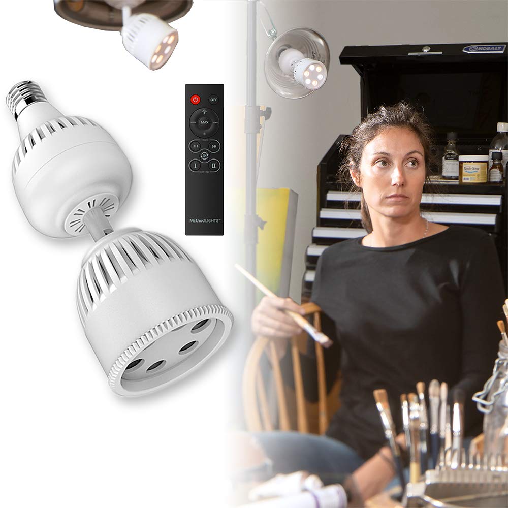 Method Lights Art Studio LED Light Bulb - 11 Color Temperature Settings with Remote Control, Dimmer & Timer - 1260 Lumens for Painting, Art Display & Home Lighting - 6 Pack (Perfect for Artists, Photographers & Creative Workspaces)