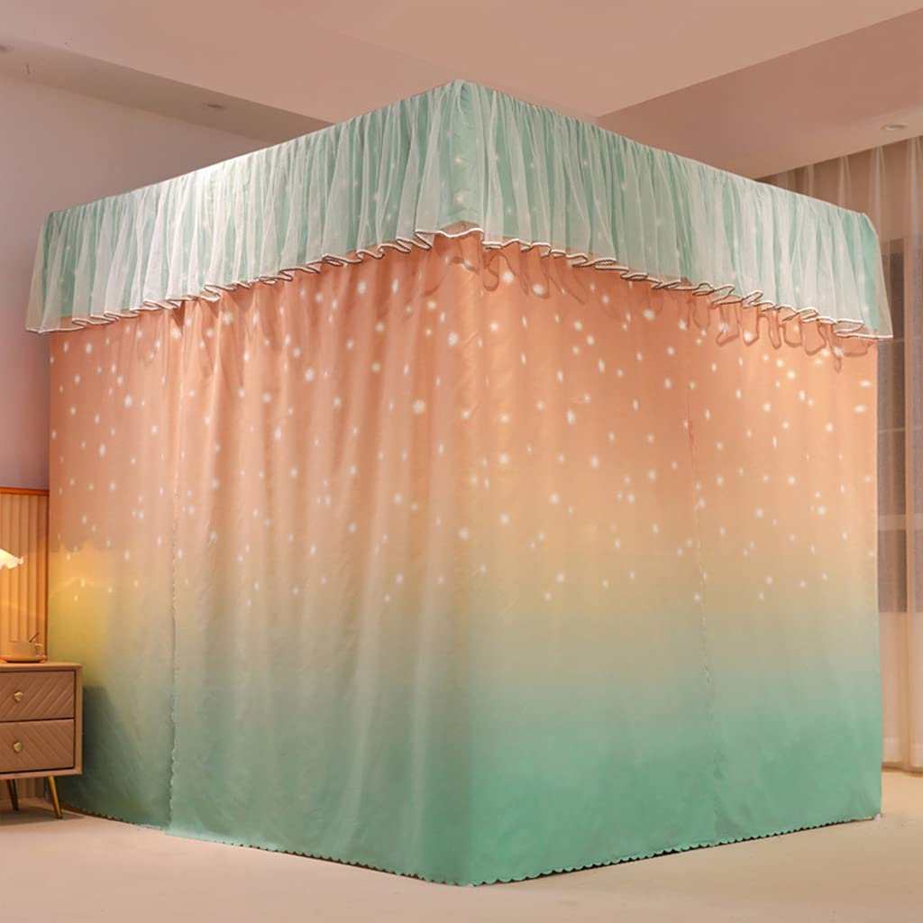 Princess 4 Corner Post Bed Canopy - Solid Color Girls Bed Canopy for Twin/Full/Queen/King Size Beds - Kids Room & Adult Bedroom Decor - Star Stitched Design (Twin Size) - Perfect for Birthday Gifts & Nursery Decorations