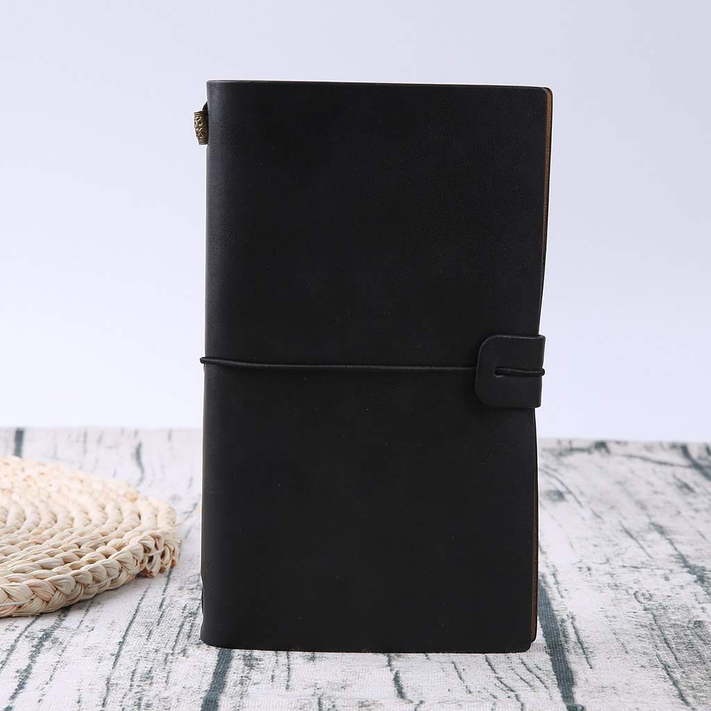 Vintage Leather Notebook Journal - Retro Pocket Notebook with Elastic Closure, Paper Card Holder for Office, Home & School - Perfect for Writing, Note Taking & Organizing Daily Tasks