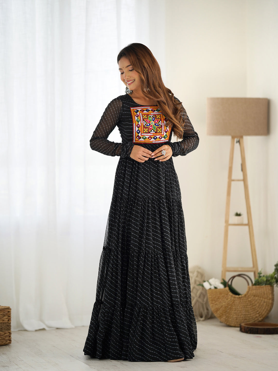 Elegant Black Premium Festive Long Gown with Intricate Embroidery - Perfect for Weddings, Parties & Special Occasions
