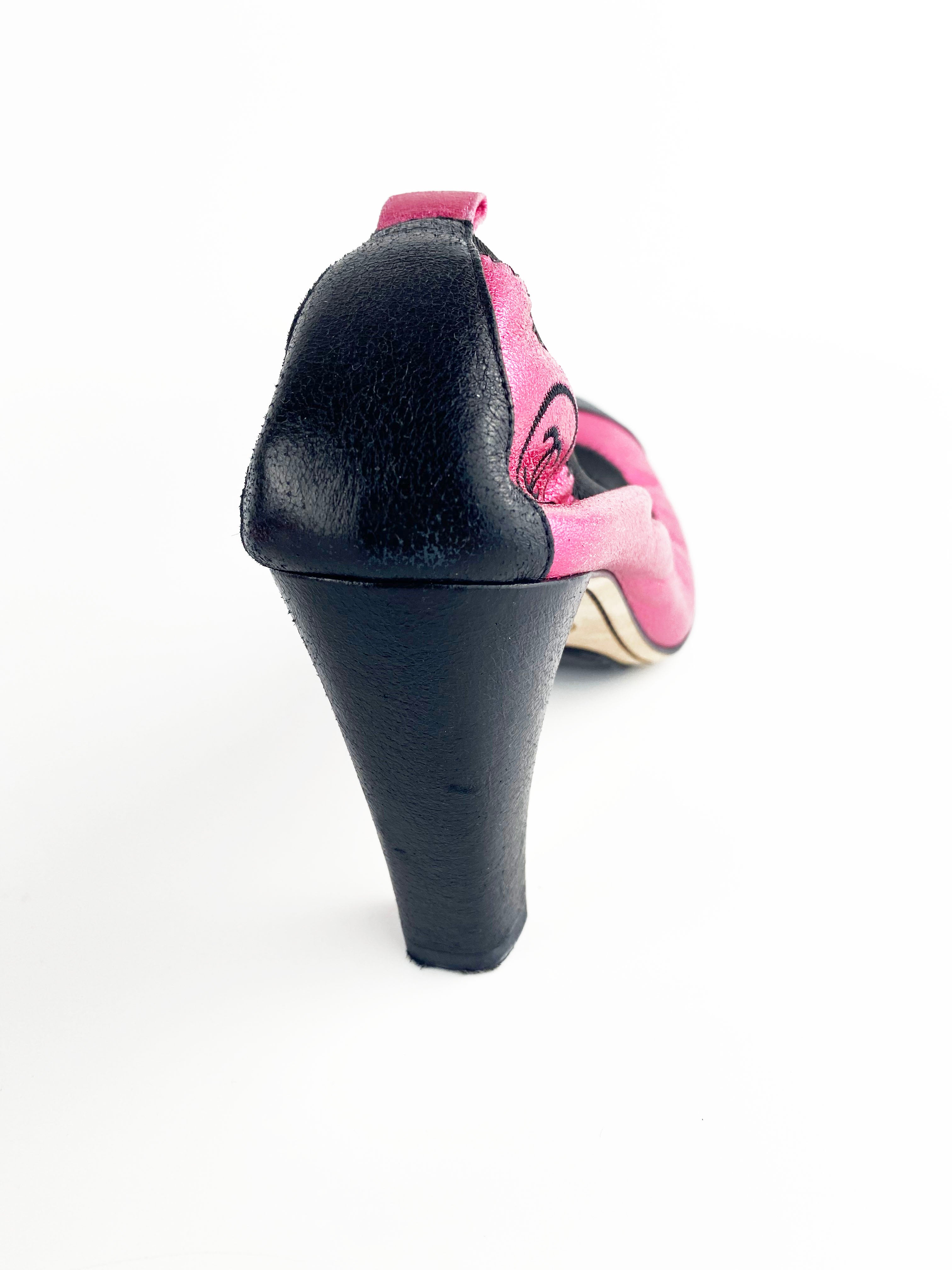 Chanel Black & Pink CC Logo Pumps Women's Size 38.5 - Luxury High Heels for Parties, Weddings & Formal Events