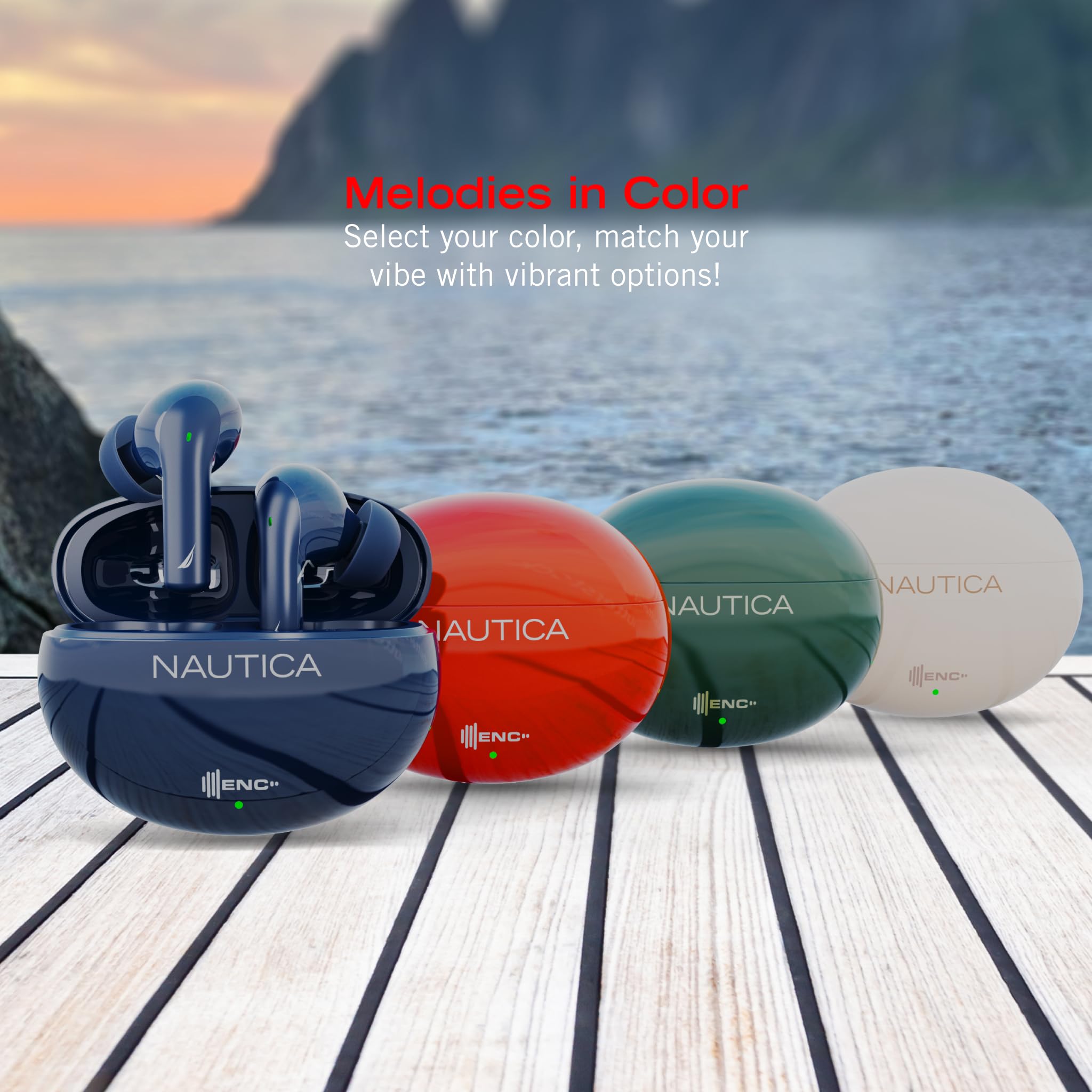 NAUTICA Wireless Earbuds Bluetooth 5.3, 16H Playtime, 4 Mics for Calls, IPX5 Waterproof - Perfect for Workouts & Commuting