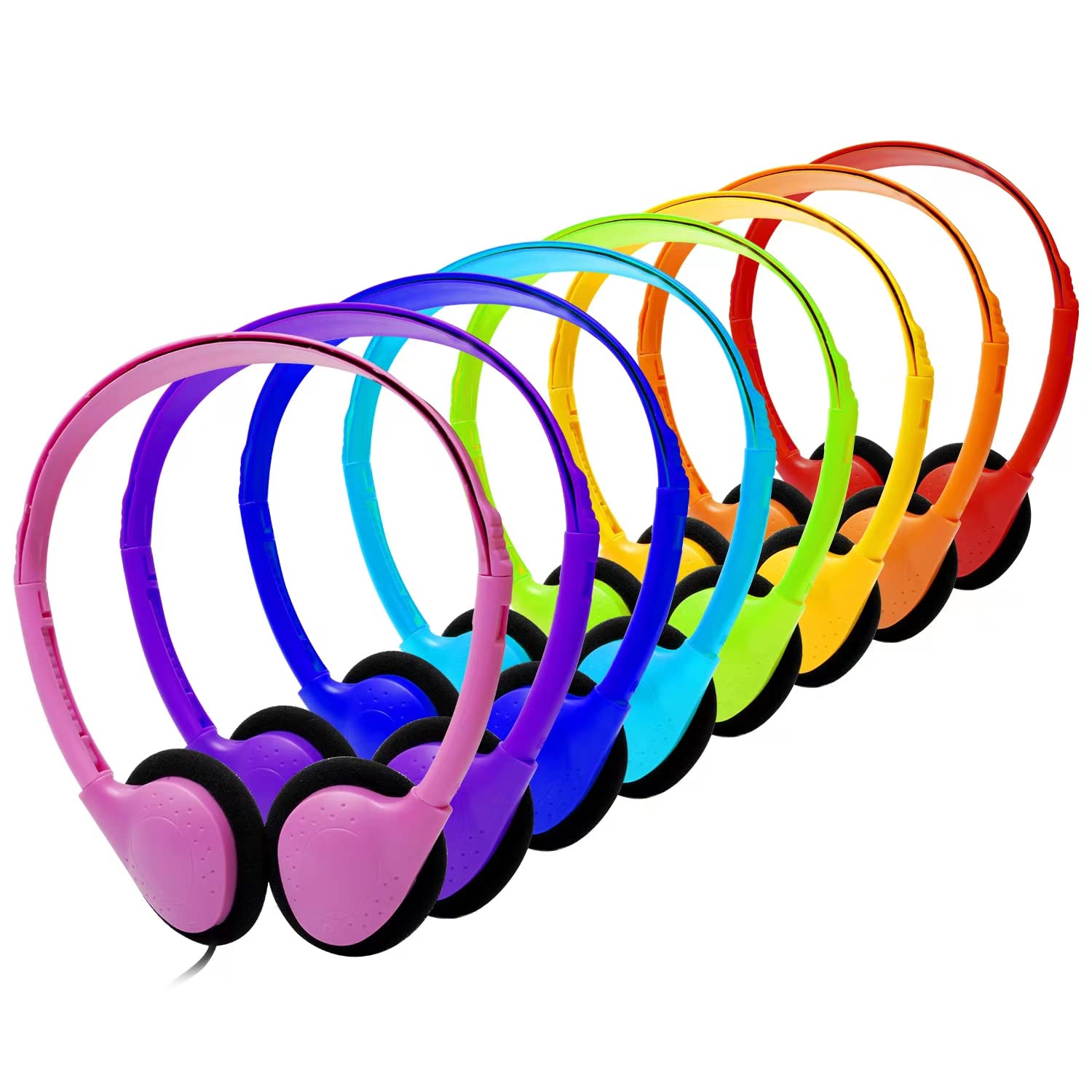 64 Pack Bulk Classroom Headphones - Multi Color School Headphones for Students, Kids, Teens & Adults | Durable Headphones for Classrooms, Libraries, Computer Labs & Online Learning