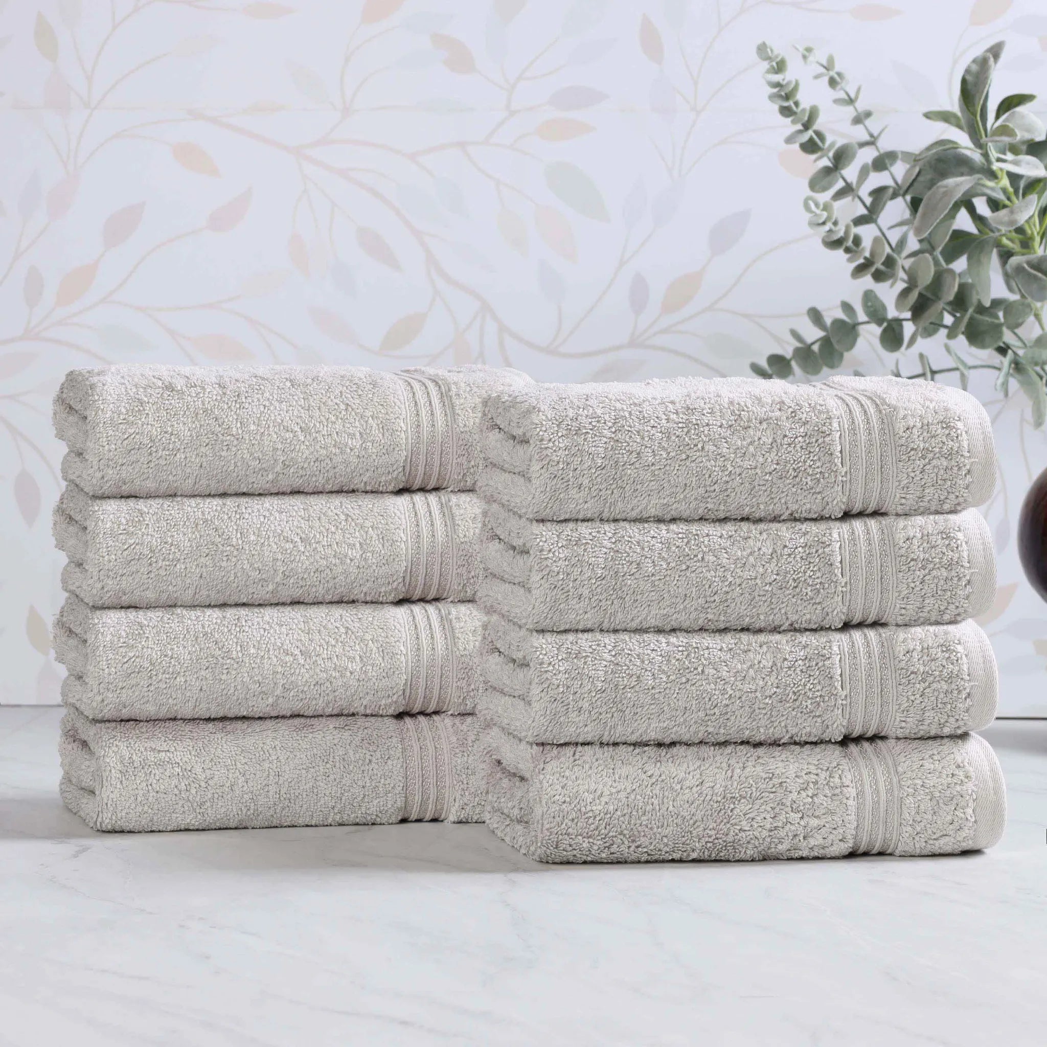 Premium 100% Egyptian Cotton Plush Hand Towels - Ultra Soft & Absorbent Bath Towel Set of 8 for Bathroom, Kitchen & Spa Luxury (24x16 Inches)
