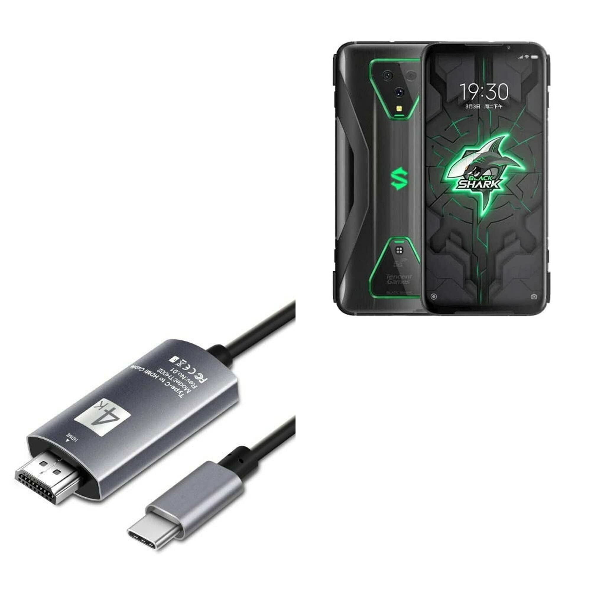 BoxWave USB Type-C to HDMI Cable 6ft - Compatible with Xiaomi Black Shark 4 & Other USB-C Devices - Smart Display Cable for Gaming, Streaming & Presentations - Jet Black